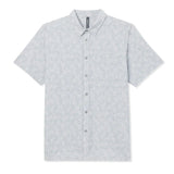 Vuori 01. MENS APPAREL - MENS SS SHIRTS - MENS SS BUTTON UP Men's Short Sleeve Bridge Button Down FGL FROST GREY WATER LILY