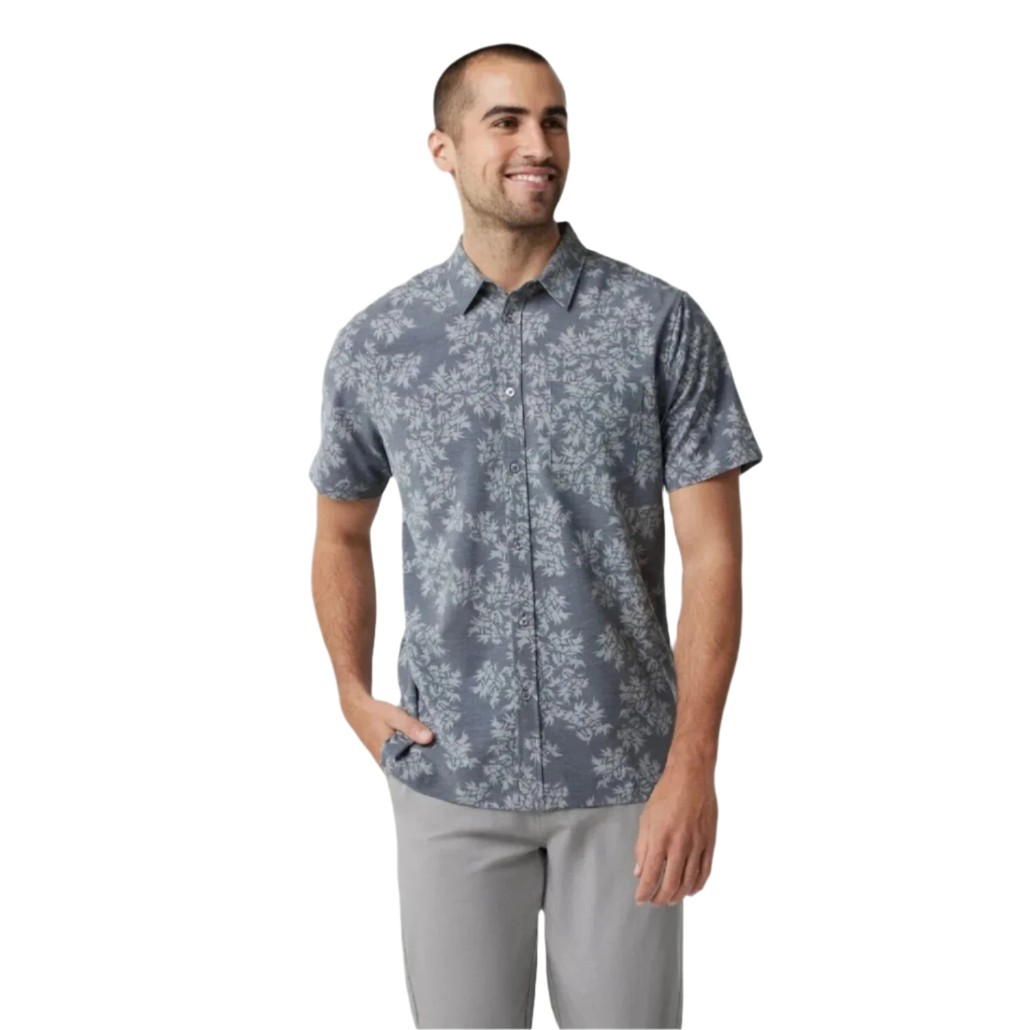 Vuori 01. MENS APPAREL - MENS SS SHIRTS - MENS SS BUTTON UP Men's Short Sleeve Bridge Button Down SVT SHIITAKE VISTA