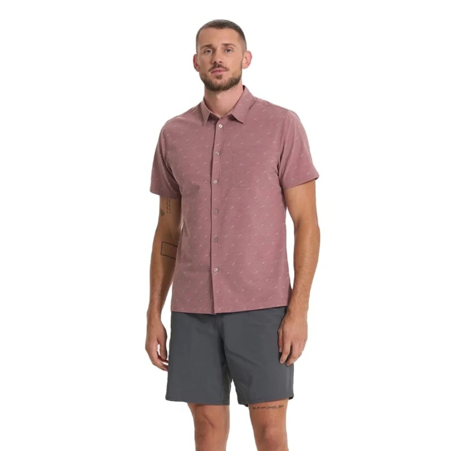 Vuori 01. MENS APPAREL - MENS SS SHIRTS - MENS SS BUTTON UP Men's Short Sleeve Bridge Button Down LTD LIGHT TERRACOTTA DAGGER