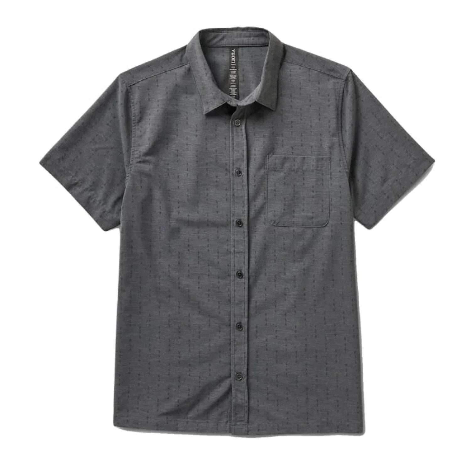 Vuori 01. MENS APPAREL - MENS SS SHIRTS - MENS SS BUTTON UP Men's Short Sleeve Bridge Button Down CHA CHARCOAL ARROWS