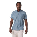 Vuori 01. MENS APPAREL - MENS SS SHIRTS - MENS SS BUTTON UP Men's Short Sleeve Bridge Button Down DBP DUSTY BLUE PLUMERIA