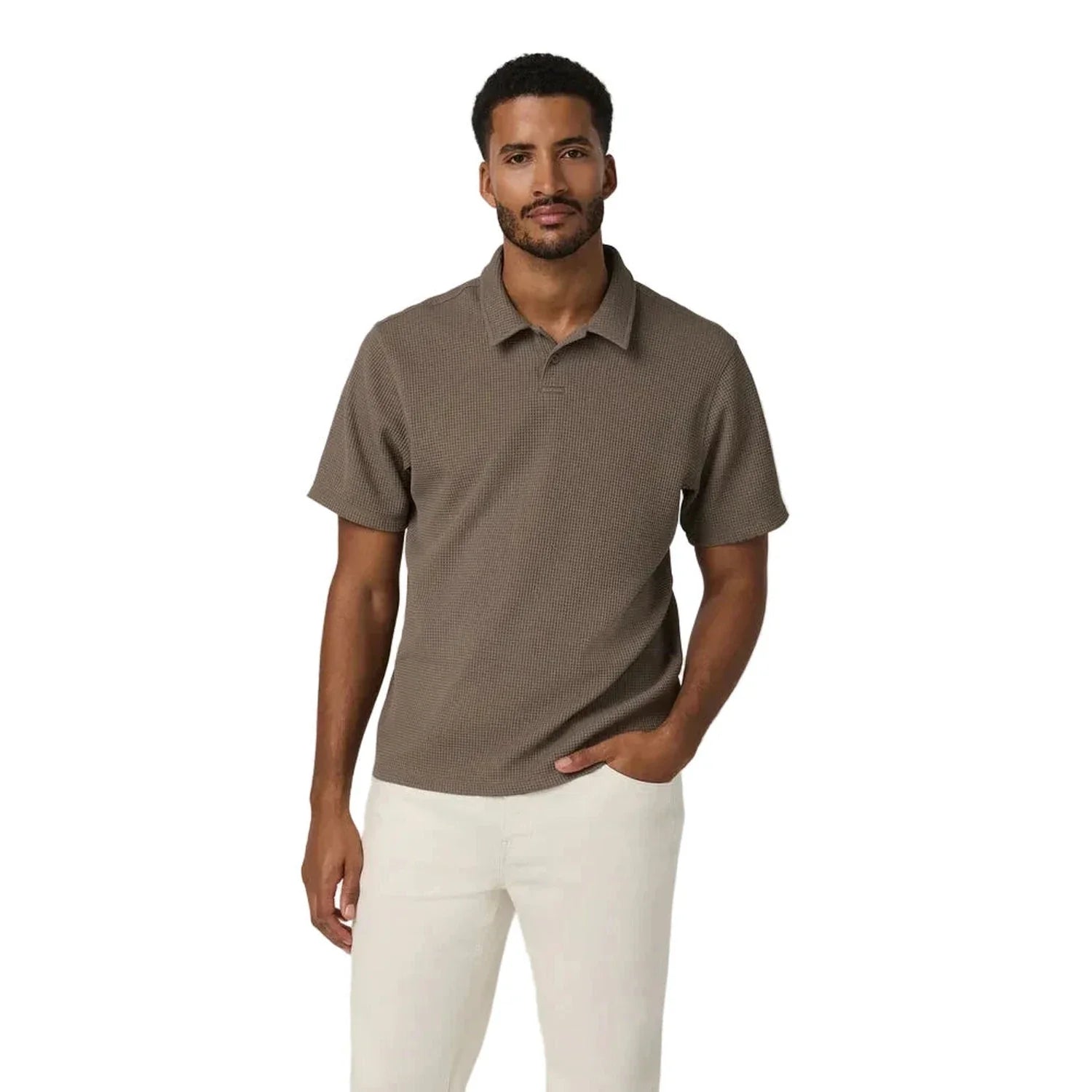 Men’s Short Sleeve Lightweight Waffle Polo - Relaxed Fit