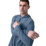 Vuori 01. MENS APPAREL - MENS LS SHIRTS - MENS LS HOODY Men's Strato Tech Hoodie HPB POOL BLUE HEATHER