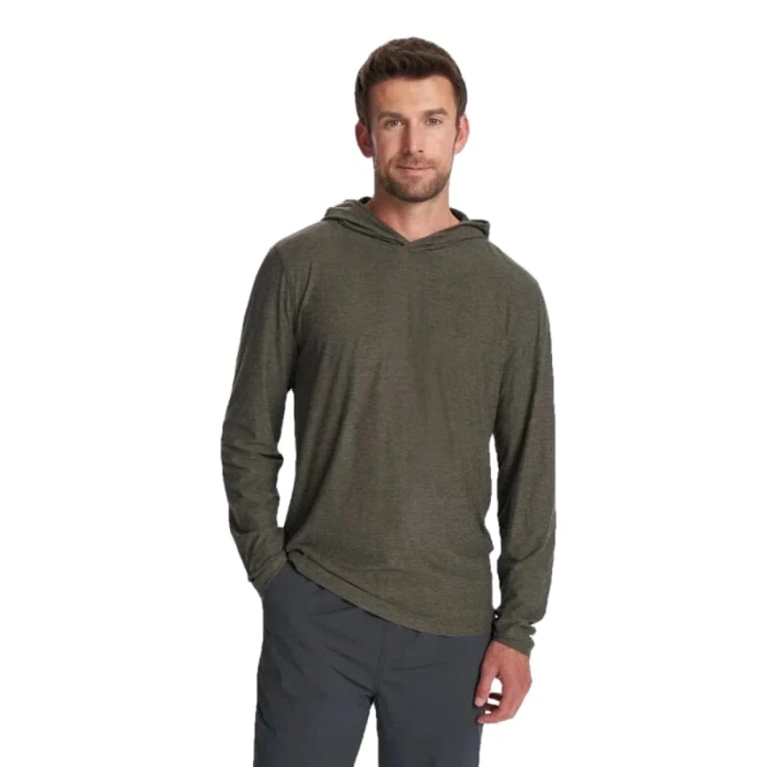 Vuori 01. MENS APPAREL - MENS LS SHIRTS - MENS LS HOODY Men's Strato Tech Hoodie HBM BALSAM HEATHER