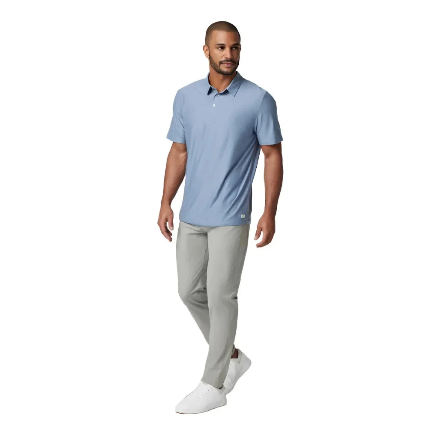 Vuori 01. MENS APPAREL - MENS SS SHIRTS - MENS SS POLO Men's Strato Tech Polo HTY CHAMBRAY HEATHER