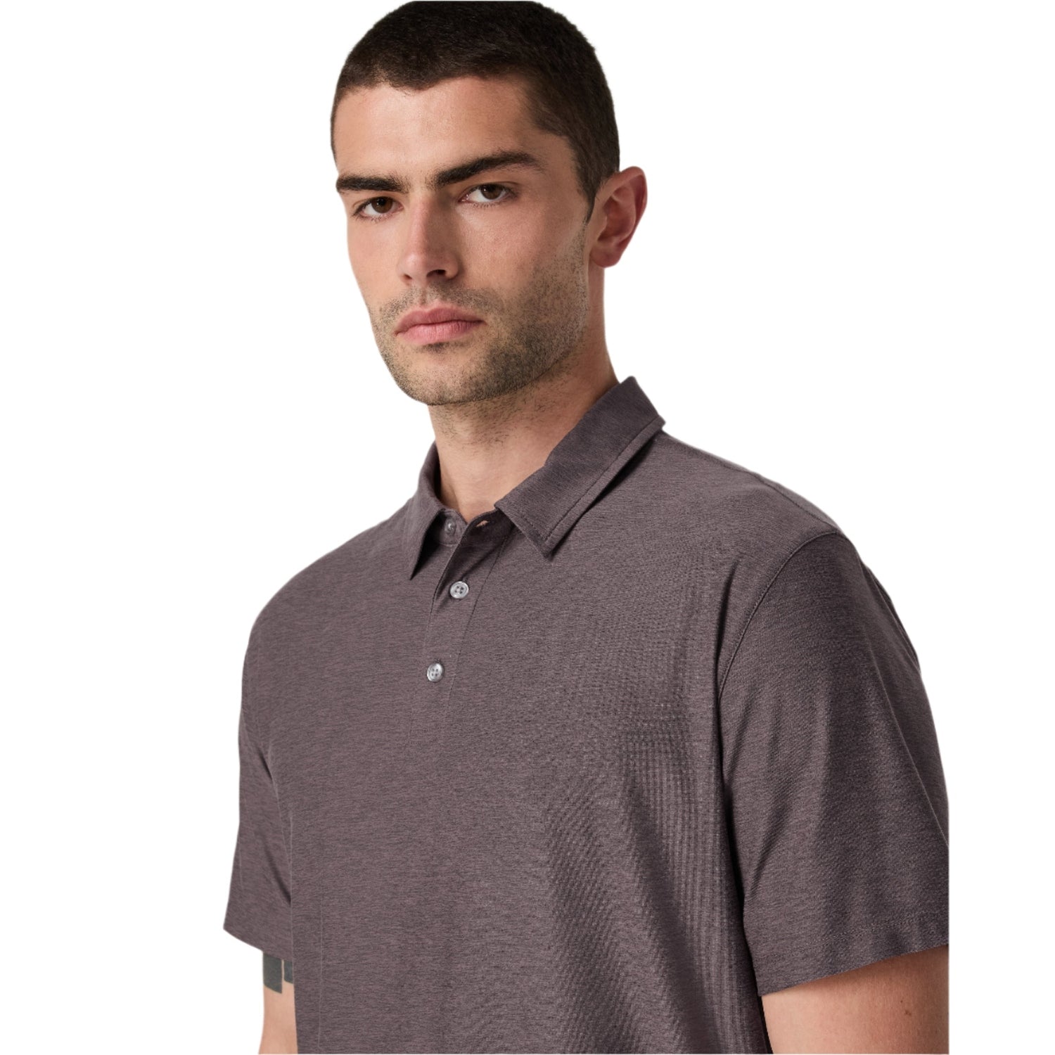 Vuori 01. MENS APPAREL - MENS SS SHIRTS - MENS SS POLO Men's Strato Tech Polo HHB HUCKLEBERRY HEATHER