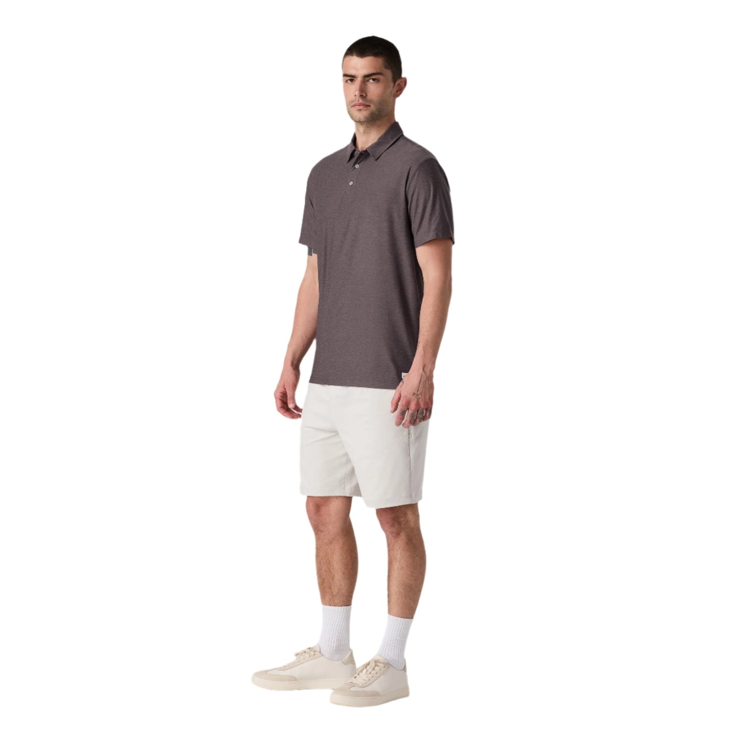 Vuori 01. MENS APPAREL - MENS SS SHIRTS - MENS SS POLO Men's Strato Tech Polo HHB HUCKLEBERRY HEATHER
