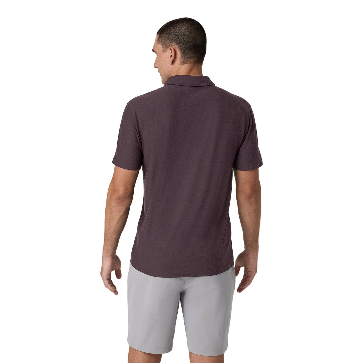 Vuori 01. MENS APPAREL - MENS SS SHIRTS - MENS SS POLO Men's Strato Tech Polo HRA RAISIN HEATHER
