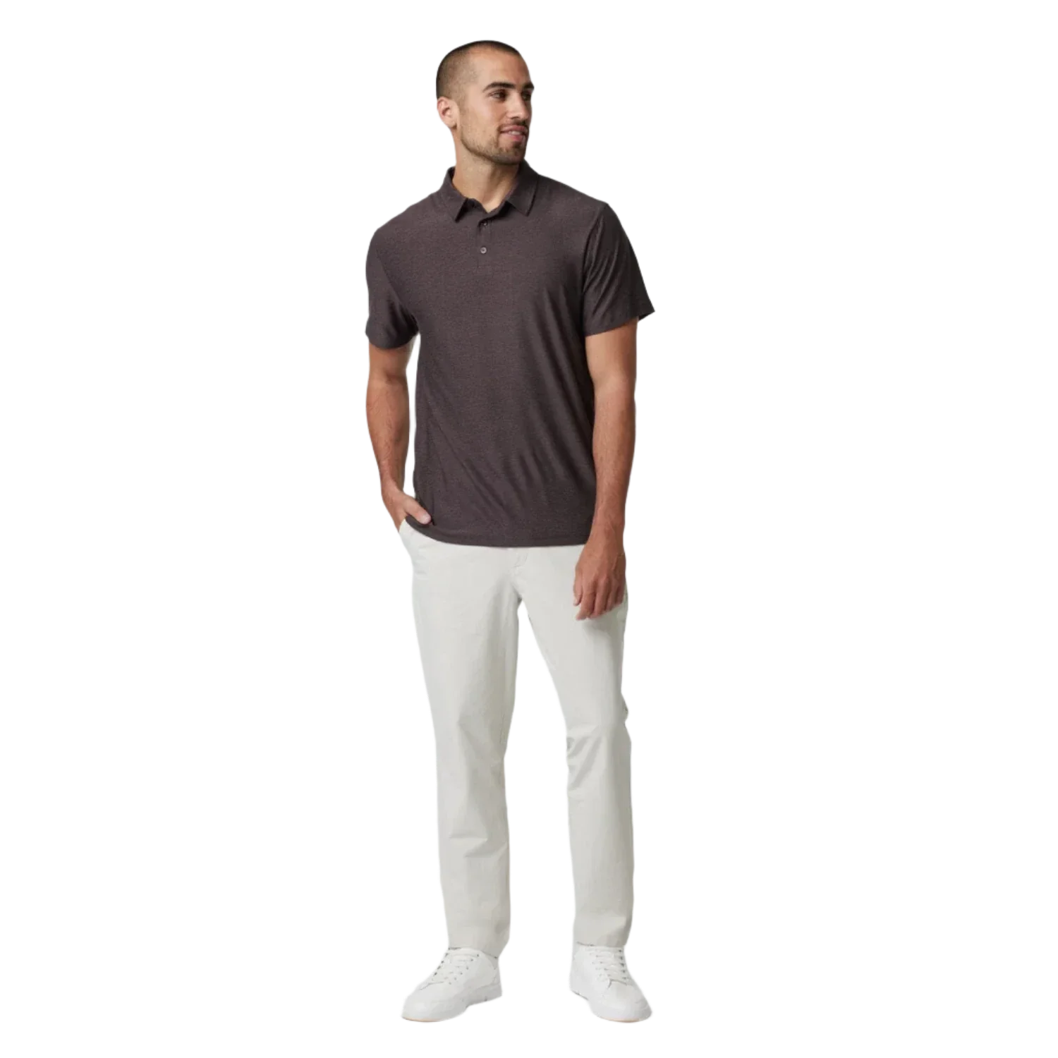 Vuori 01. MENS APPAREL - MENS SS SHIRTS - MENS SS POLO Men's Strato Tech Polo HHS SANGRIA HEATHER