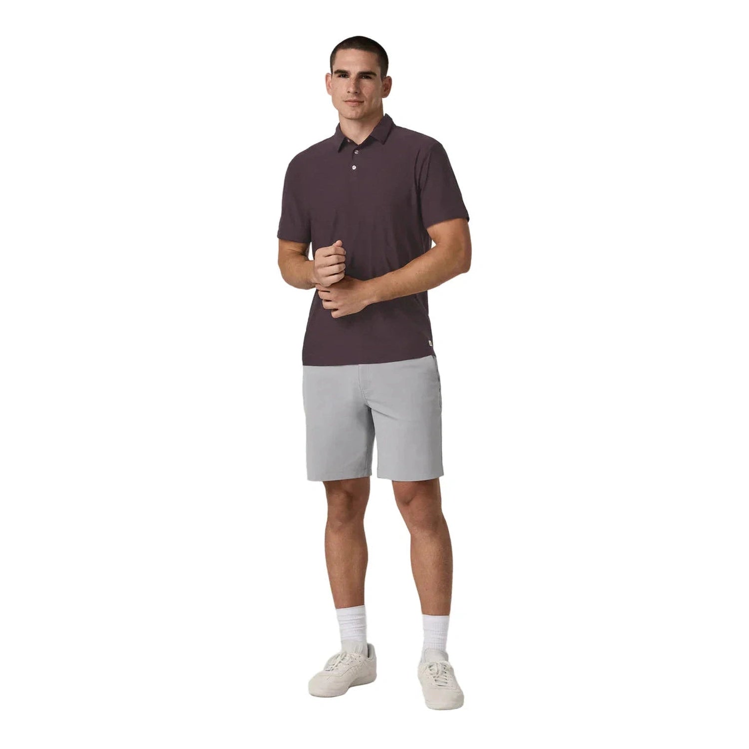 Vuori 01. MENS APPAREL - MENS SS SHIRTS - MENS SS POLO Men's Strato Tech Polo HRA RAISIN HEATHER