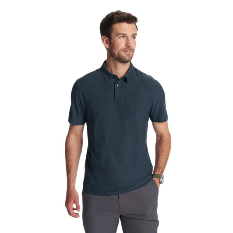 Vuori 01. MENS APPAREL - MENS SS SHIRTS - MENS SS POLO Men's Strato Tech Polo NAVY HEATHER