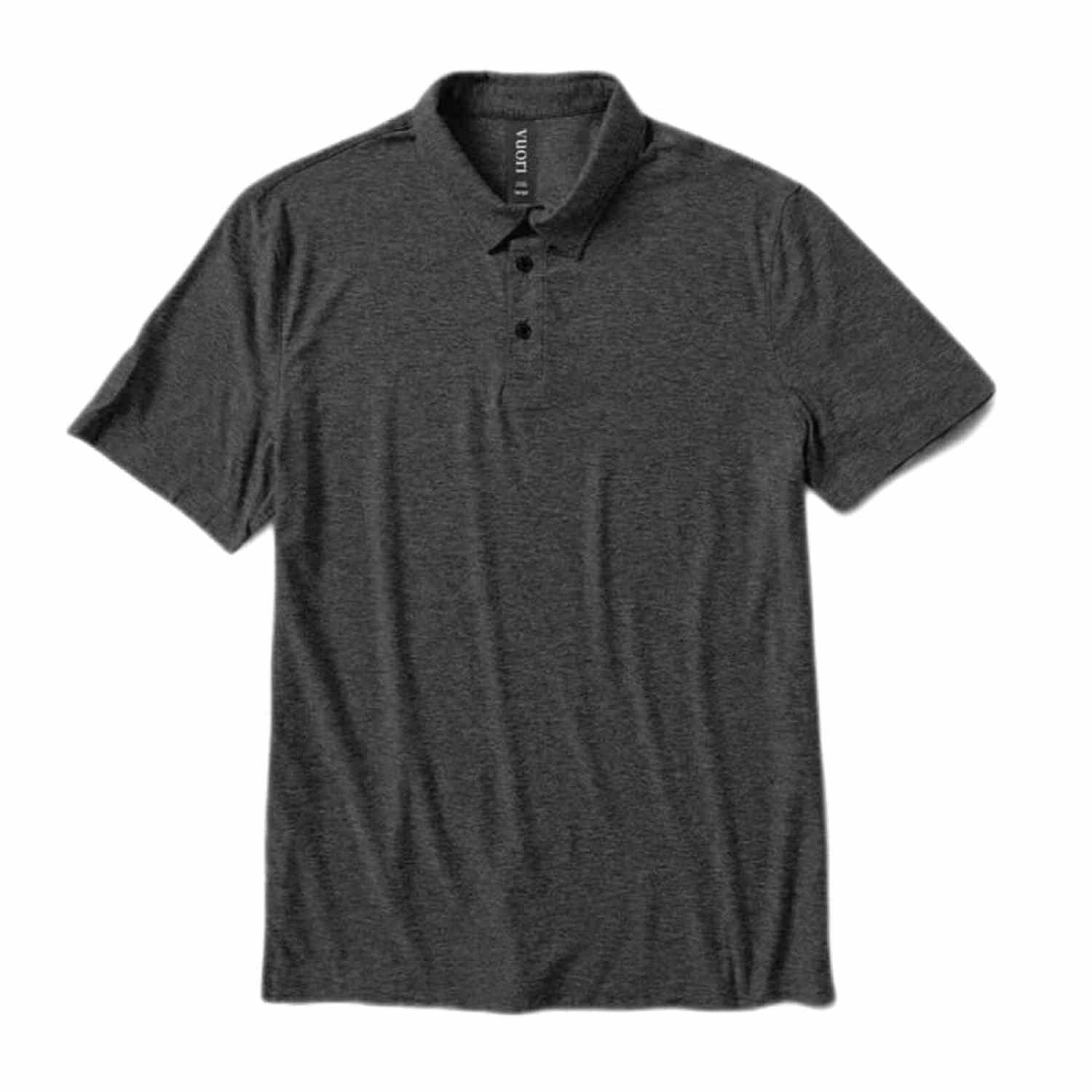 Vuori 01. MENS APPAREL - MENS SS SHIRTS - MENS SS POLO Men's Strato Tech Polo CHARCOAL HEATHER