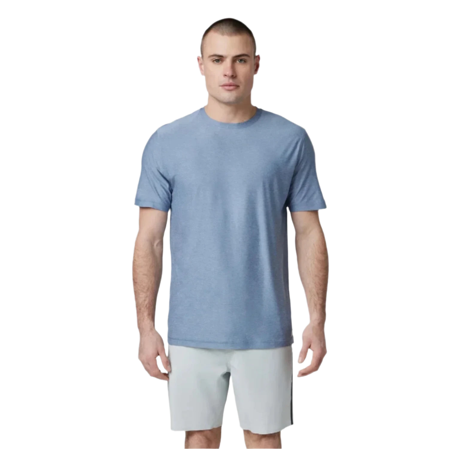 Vuori 01. MENS APPAREL - MENS SS SHIRTS - MENS SS ACTIVE Men's Strato Tech Tee HTY CHAMBRAY HEATHER