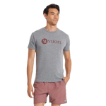 Vuori 01. MENS APPAREL - MENS T-SHIRTS - MENS T-SHIRT SS Men's V1 Vuori Wordmark Logo Tee HCR HEATHER GREY CEDAR