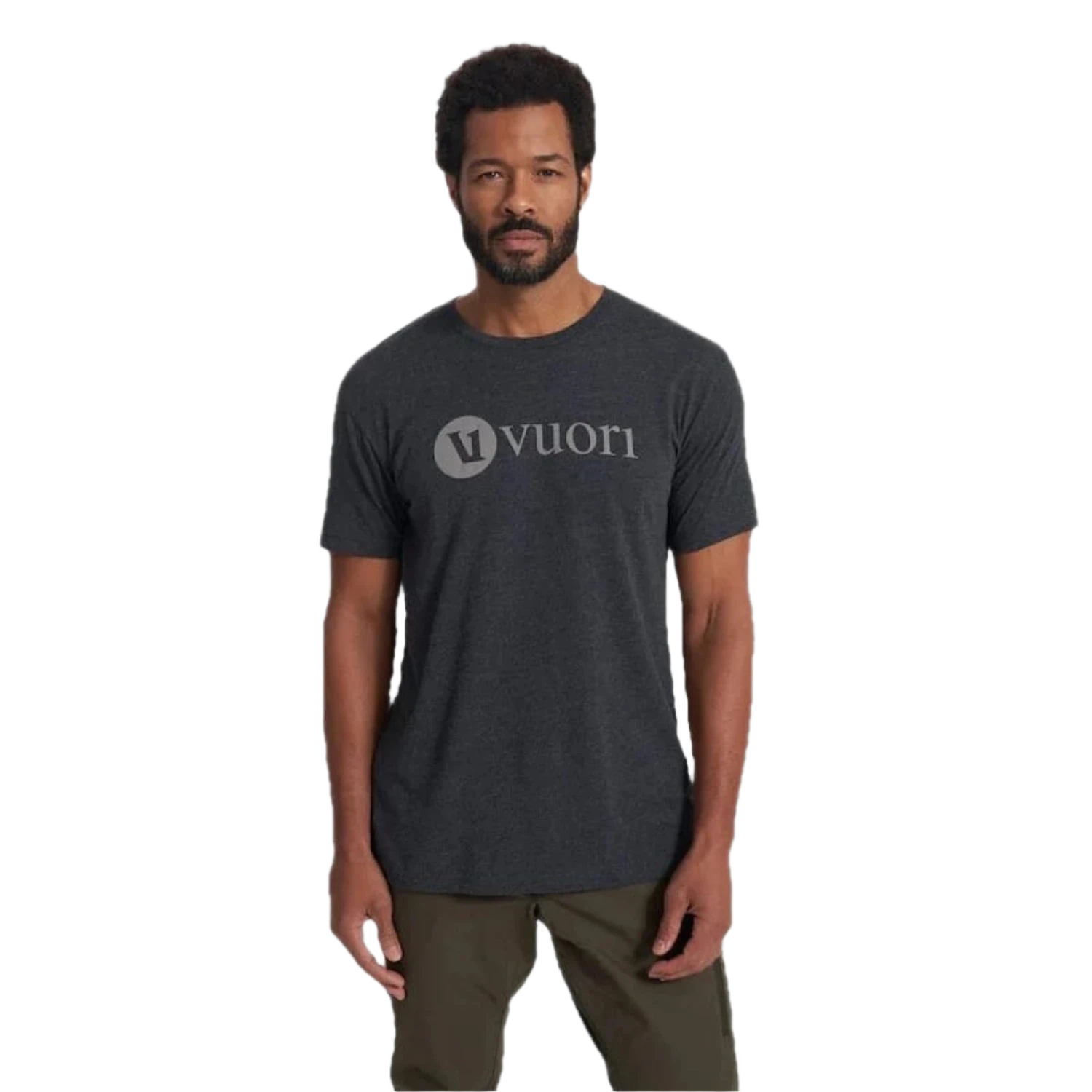 Vuori 01. MENS APPAREL - MENS T-SHIRTS - MENS T-SHIRT SS Men's V1 Vuori Wordmark Logo Tee HCC CHARCOAL HEATHER