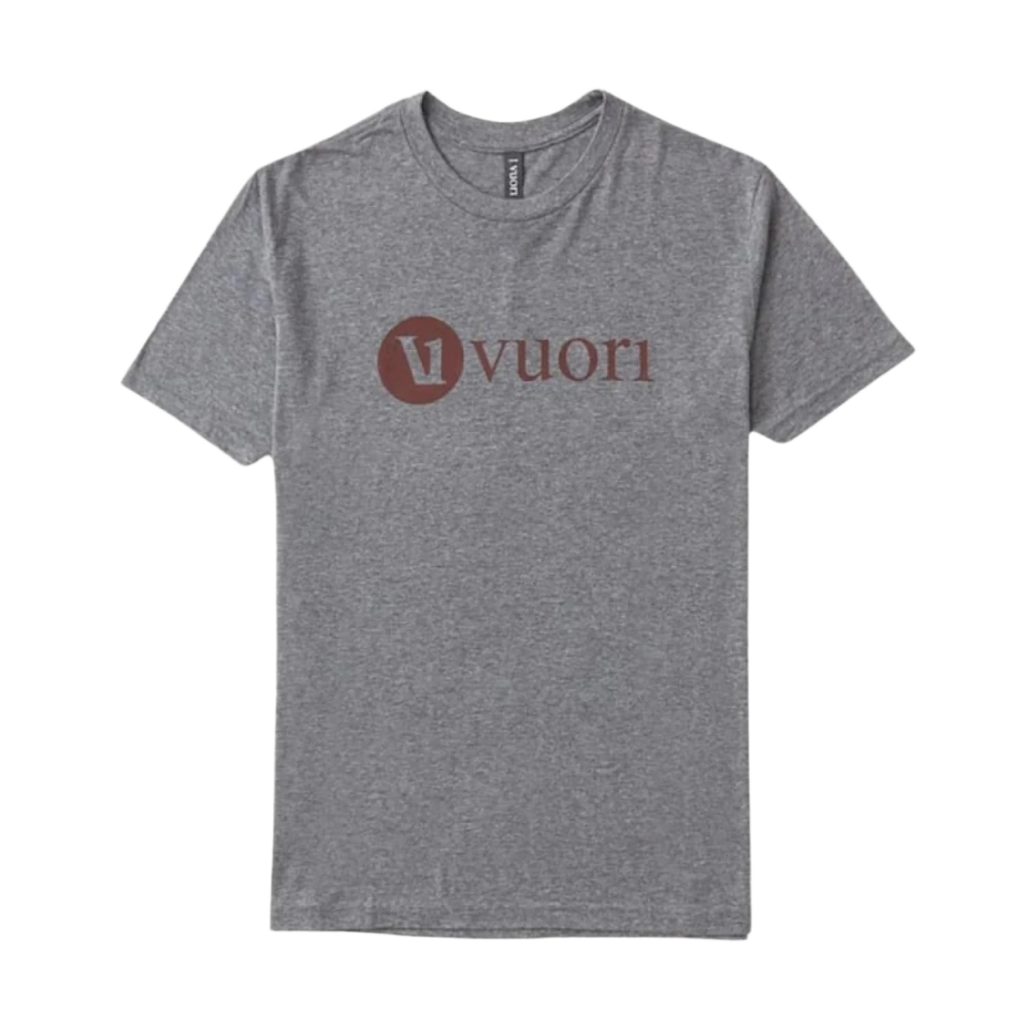 Vuori 01. MENS APPAREL - MENS T-SHIRTS - MENS T-SHIRT SS Men's V1 Vuori Wordmark Logo Tee HCR HEATHER GREY CEDAR