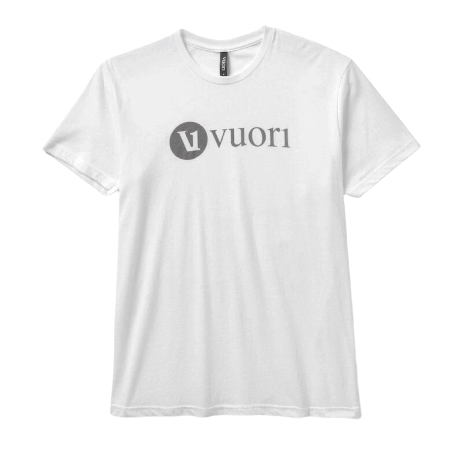 Vuori 01. MENS APPAREL - MENS T-SHIRTS - MENS T-SHIRT SS Men's V1 Vuori Wordmark Logo Tee WVC WHITE VINTAGE CHARCOAL