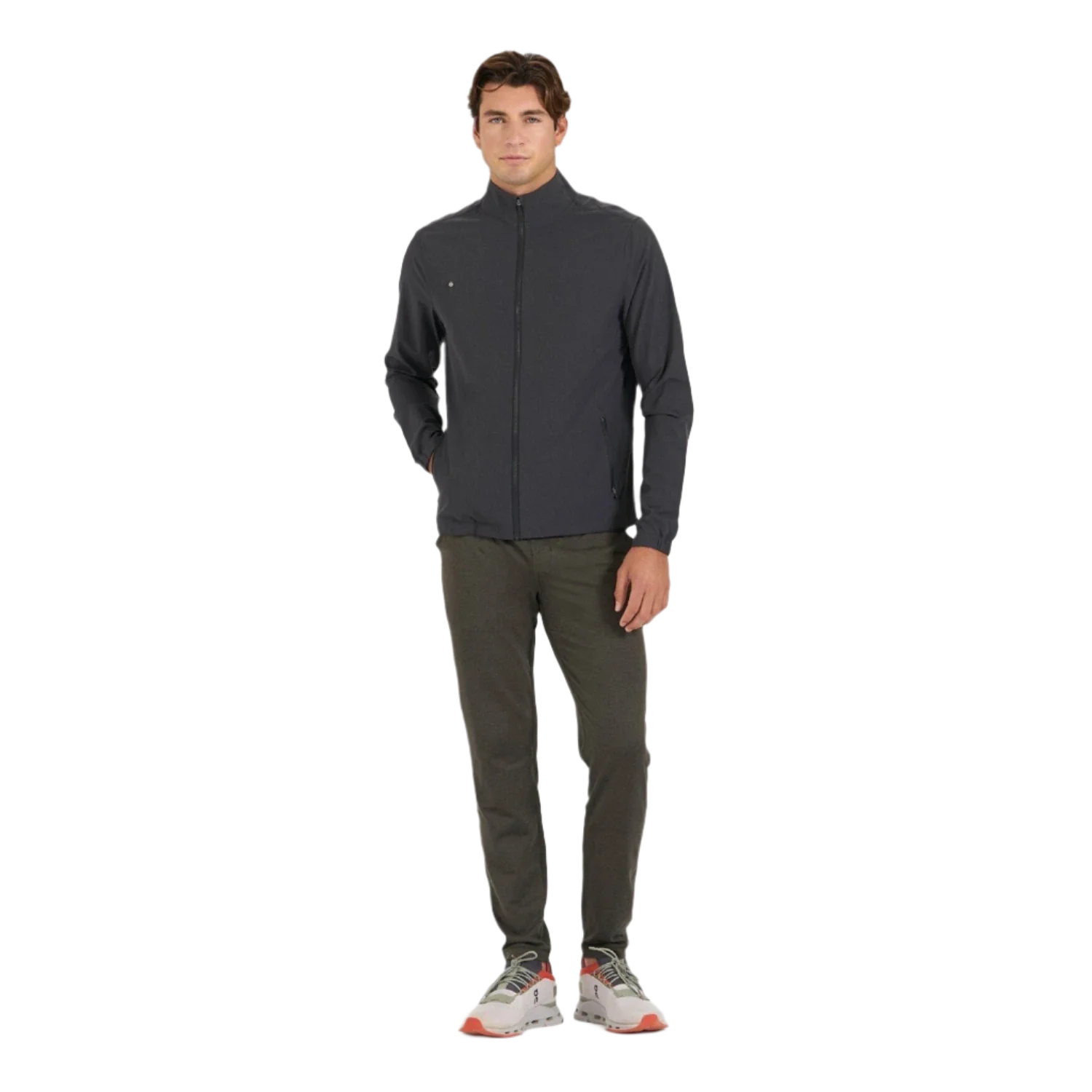 Vuori 01. MENS APPAREL - MENS JACKETS - MENS JACKETS WIND Men's Venture Track Jacket BLACK LINEN TEXTURE