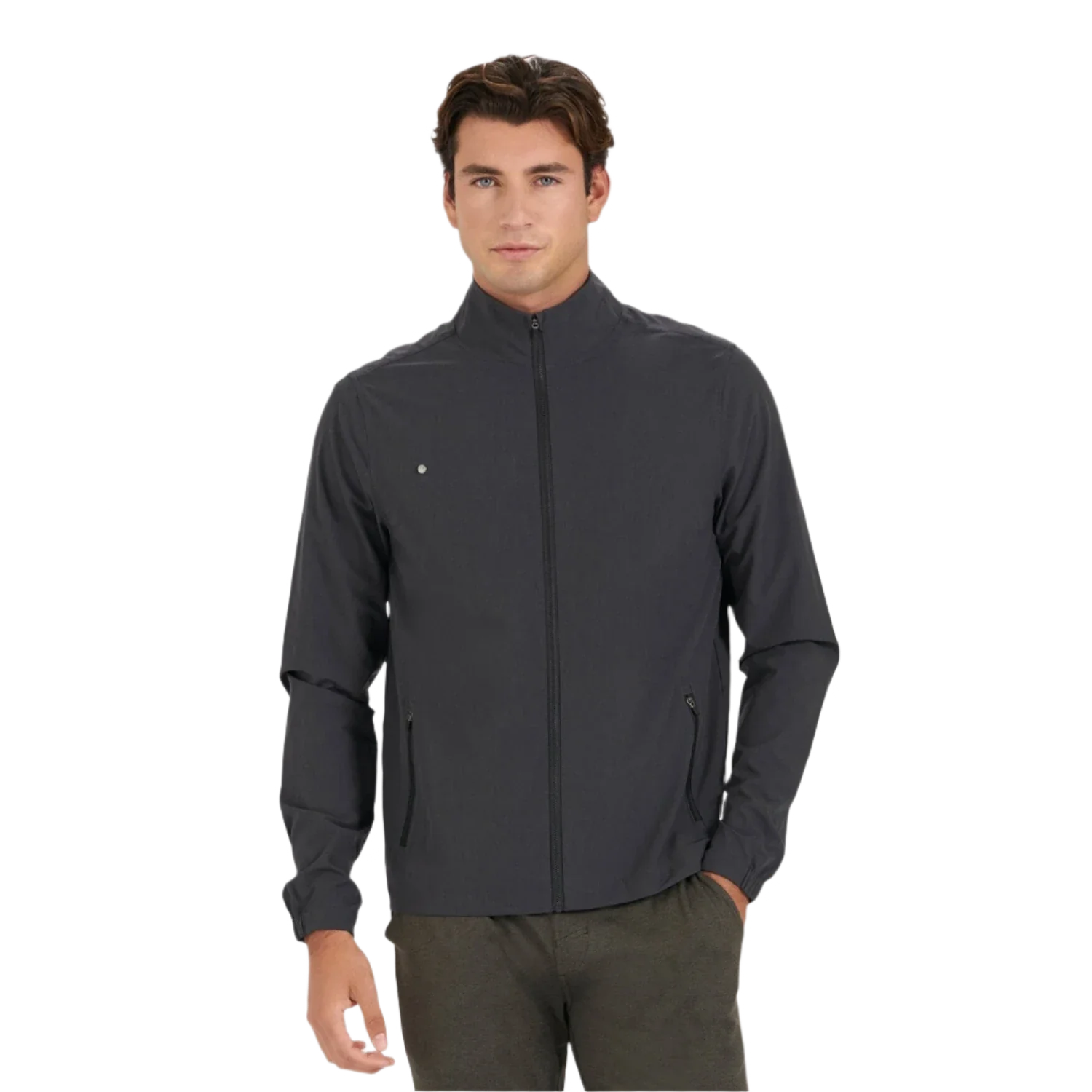 Vuori 01. MENS APPAREL - MENS JACKETS - MENS JACKETS WIND Men's Venture Track Jacket BLACK LINEN TEXTURE