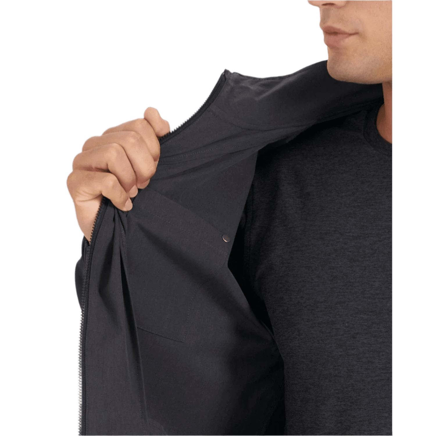 Vuori 01. MENS APPAREL - MENS JACKETS - MENS JACKETS WIND Men's Venture Track Jacket BLACK LINEN TEXTURE