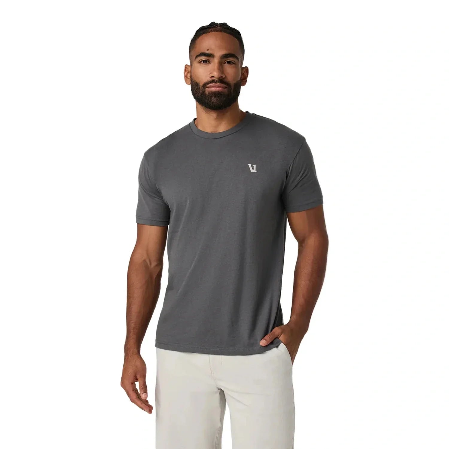 Vuori 01. MENS APPAREL - MENS T-SHIRTS - MENS T-SHIRT SS Men's Vouri Block Tee CCL CHARCOAL