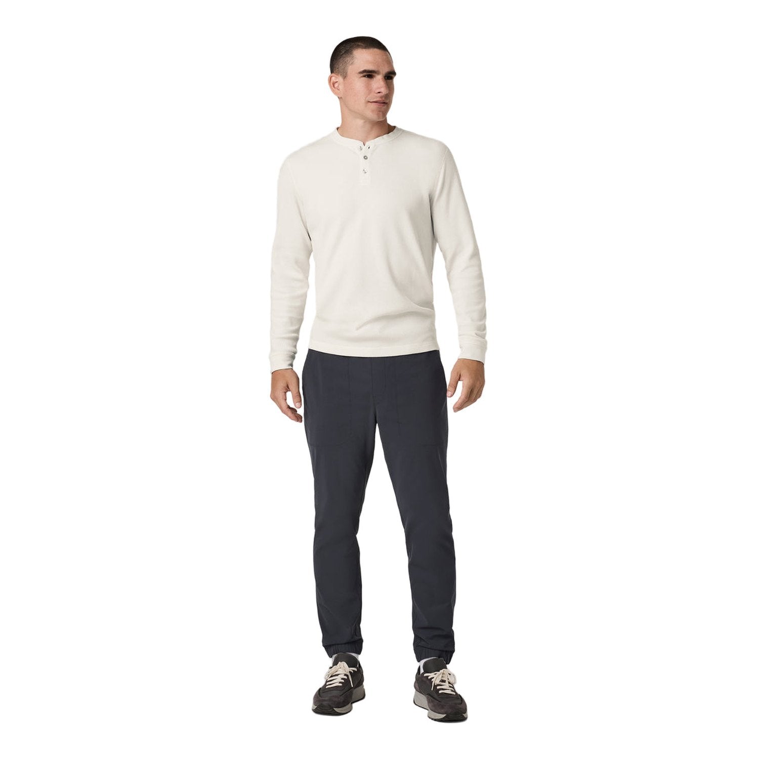 Vuori 01. MENS APPAREL - MENS LS SHIRTS - MENS LS CASUAL Men's Waffle Henley MSM MARSHMALLOW