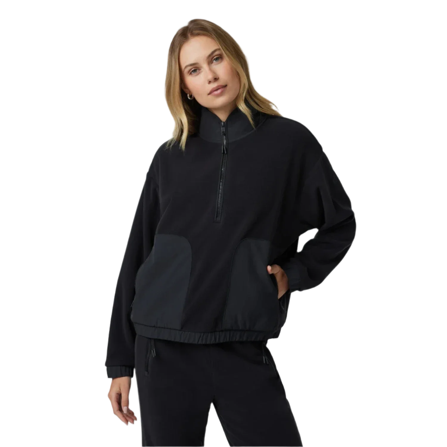 Vuori 02. WOMENS APPAREL - WOMENS HOODIES|SWEATERS - WOMENS PO Q ZIP Women's Aspen Half Zip BLK BLACK