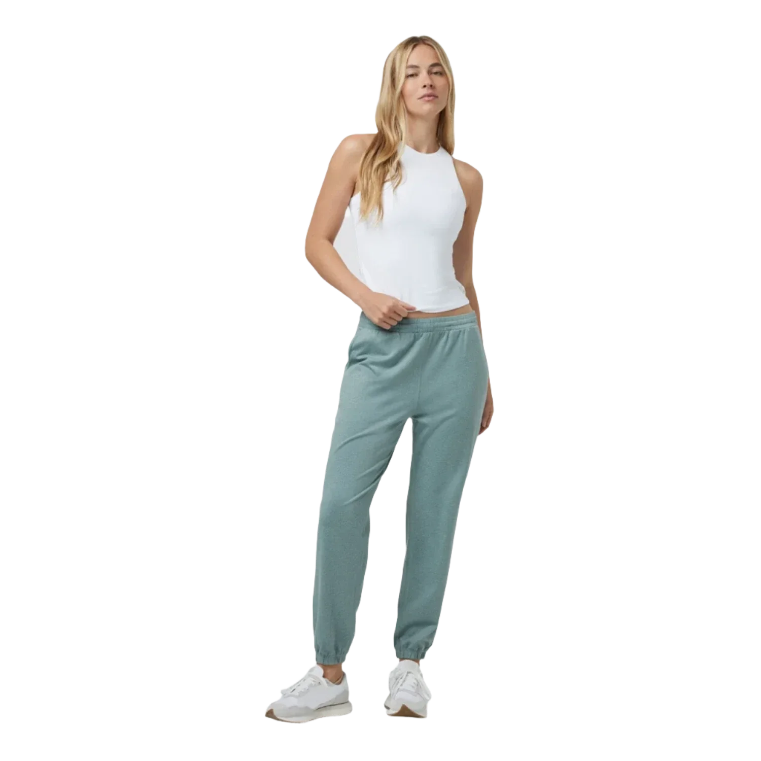 Vuori 02. WOMENS APPAREL - WOMENS PANTS - WOMENS PANTS LOUNGE Women's Boyfriend Jogger HVP VINTAGE PISTACHIO HEATHER