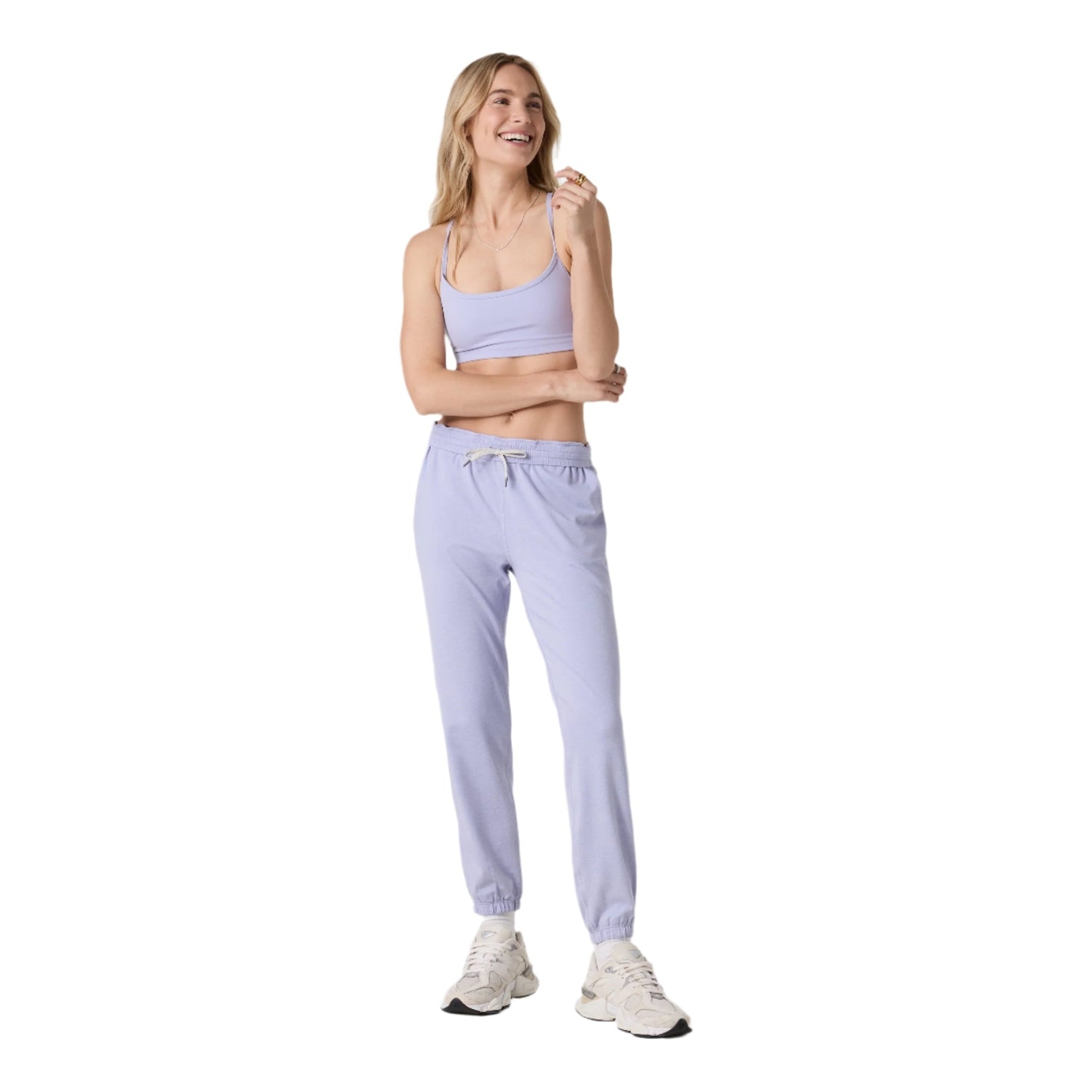 Vuori 02. WOMENS APPAREL - WOMENS PANTS - WOMENS PANTS LOUNGE Women's Boyfriend Jogger HLM LAVENDER MIST HEATHER