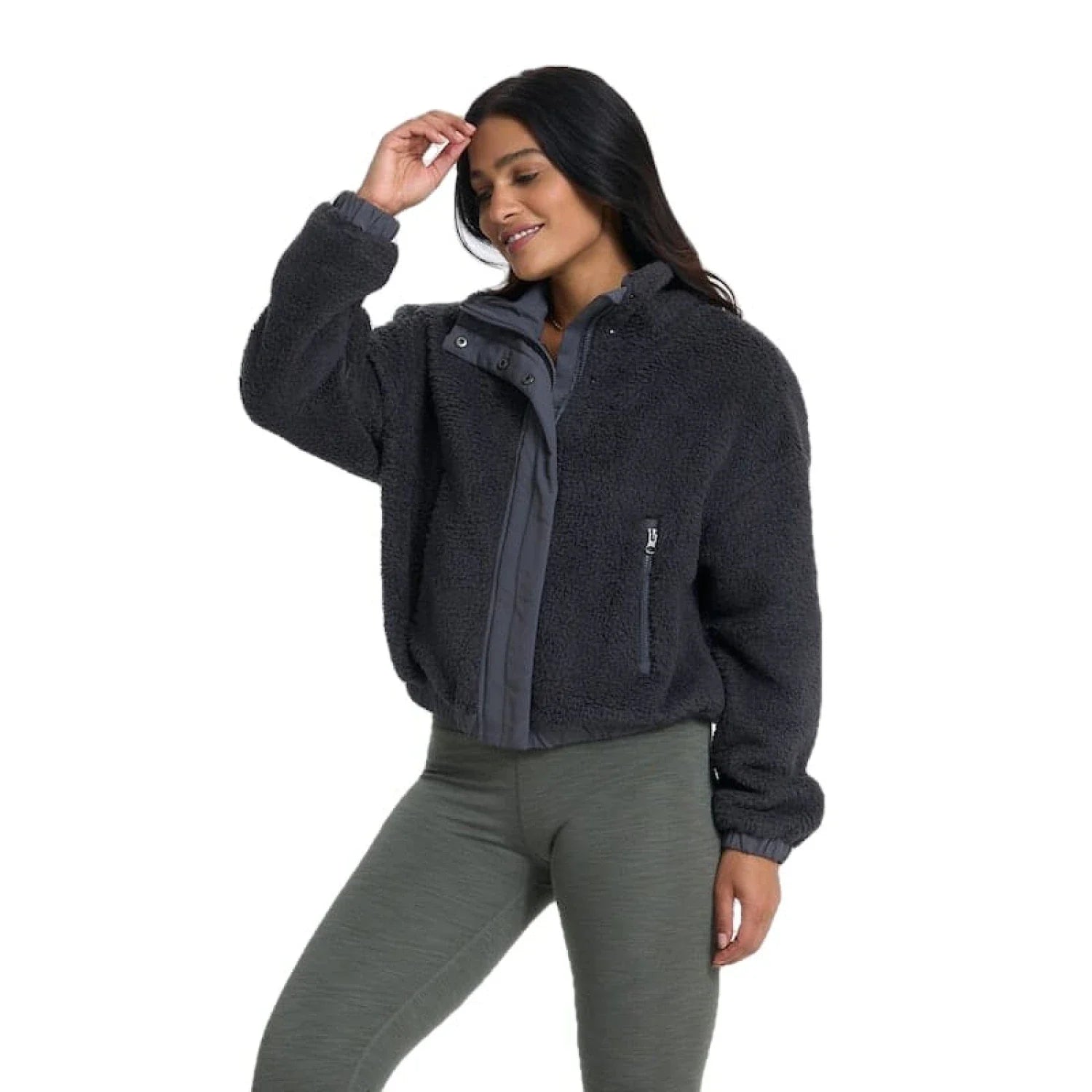 Vuori 02. WOMENS APPAREL - WOMENS JACKETS - WOMENS JACKETS FLEECE Women's Cozy Sherpa Jacket CHARCOAL