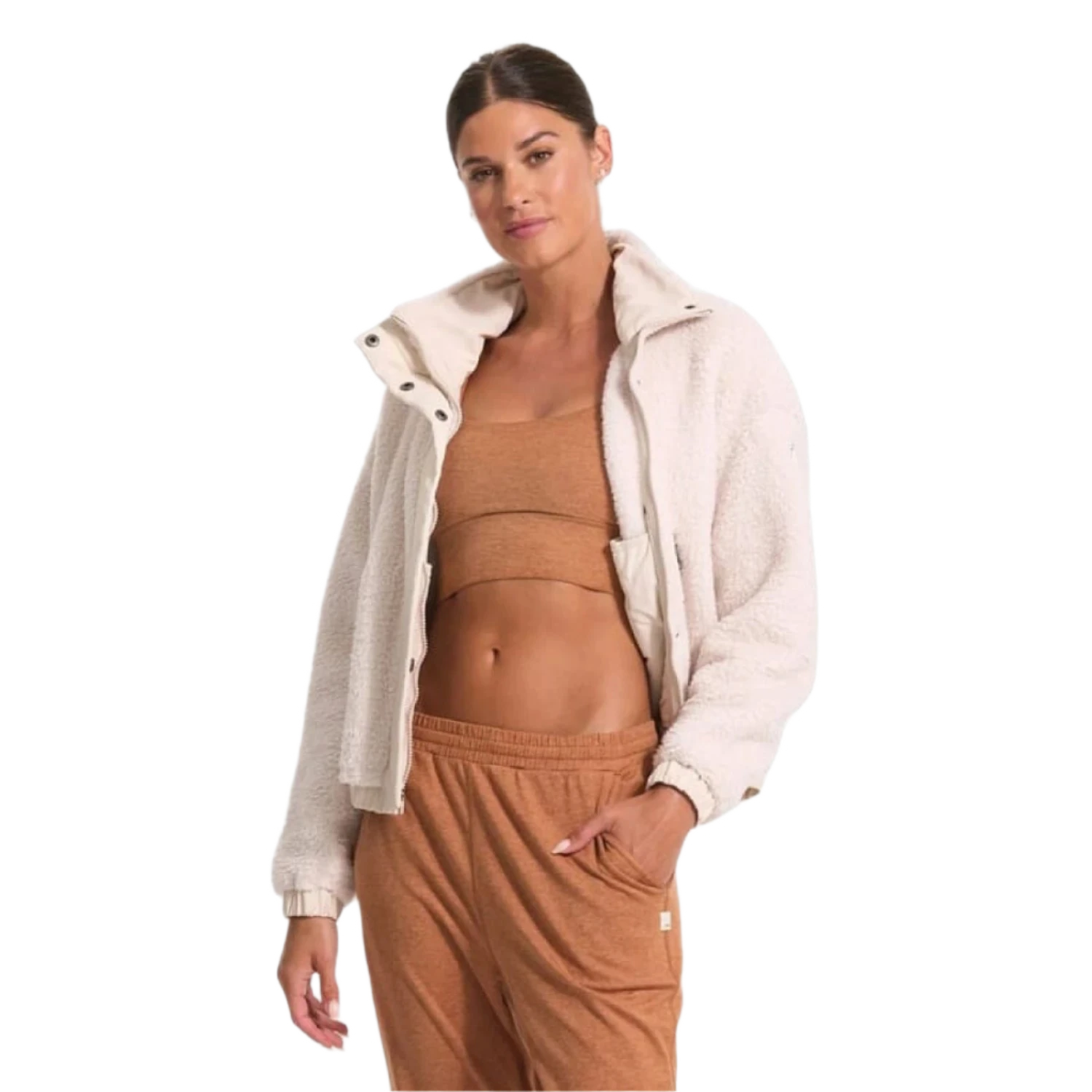 Vuori 02. WOMENS APPAREL - WOMENS JACKETS - WOMENS JACKETS FLEECE Women's Cozy Sherpa Jacket DUN DUNE