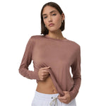 Vuori 02. WOMENS APPAREL - WOMENS LS SHIRTS - WOMENS LS ACTIVE Women's Daydream Crew HSD SEDONA BROWN HEATHER