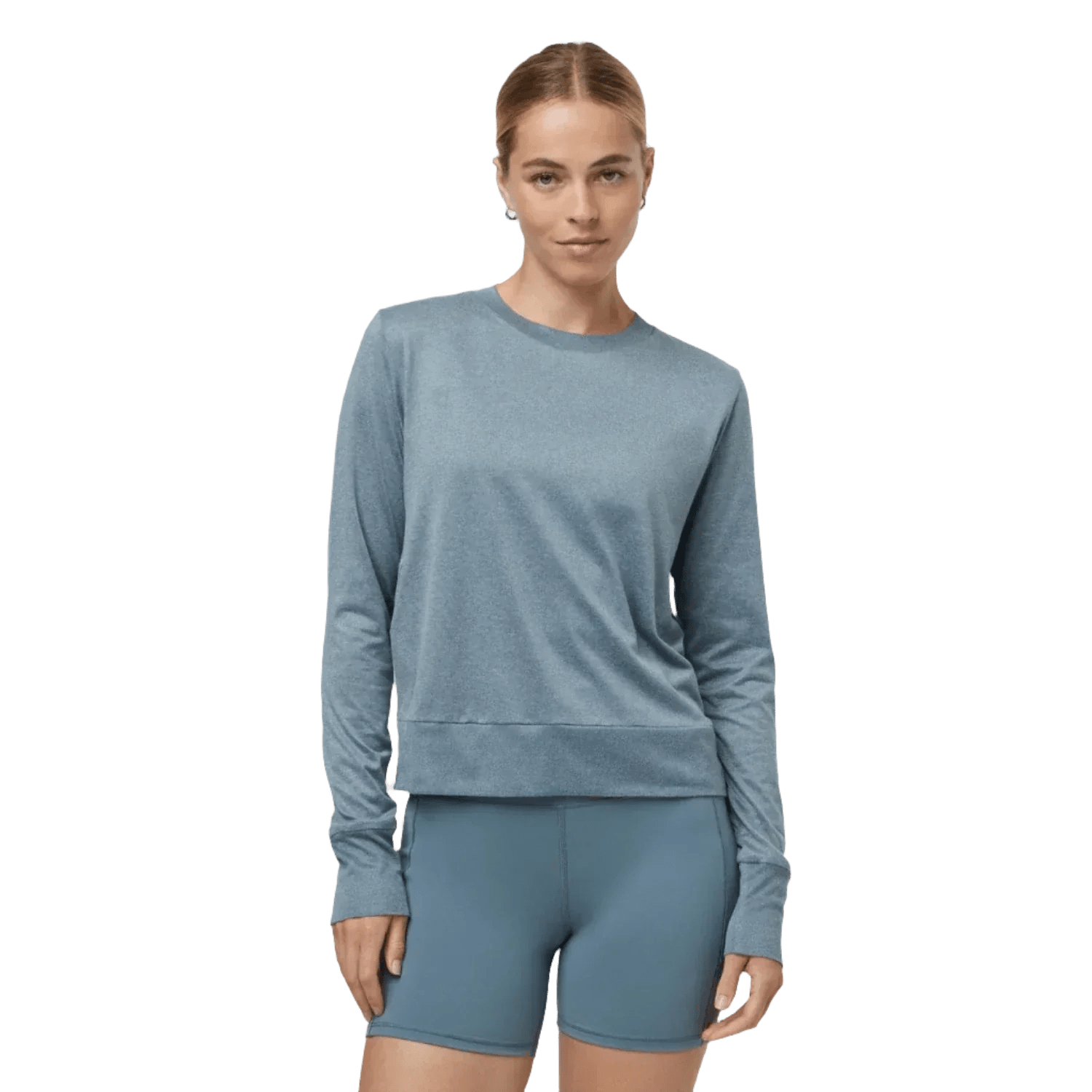 Vuori 02. WOMENS APPAREL - WOMENS LS SHIRTS - WOMENS LS ACTIVE Women's Daydream Crew HAB SMOKE BLUE HEATHER