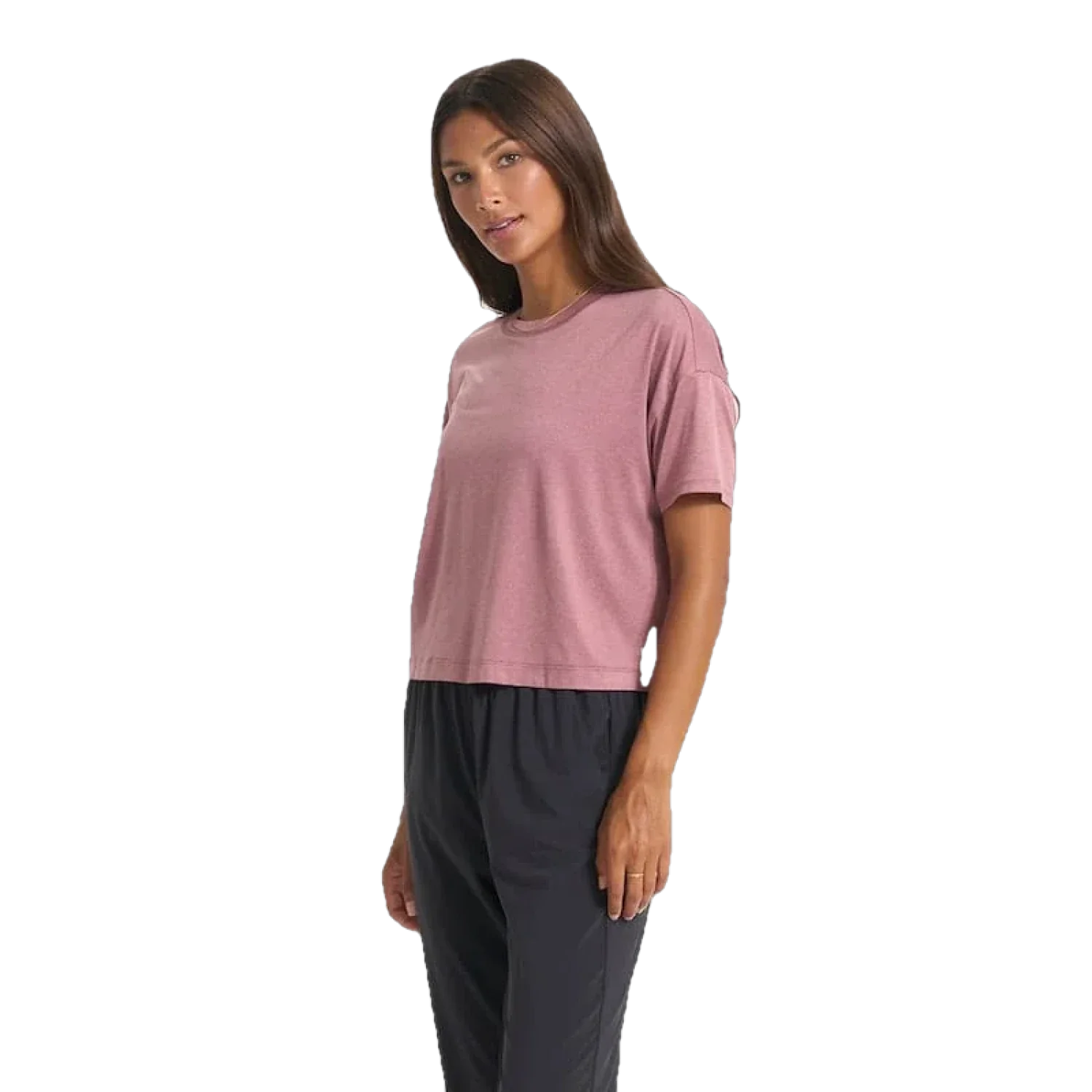 Vuori 02. WOMENS APPAREL - WOMENS SS SHIRTS - WOMENS SS ACTIVE Women's Energy Tee HEE ECRU HEATHER