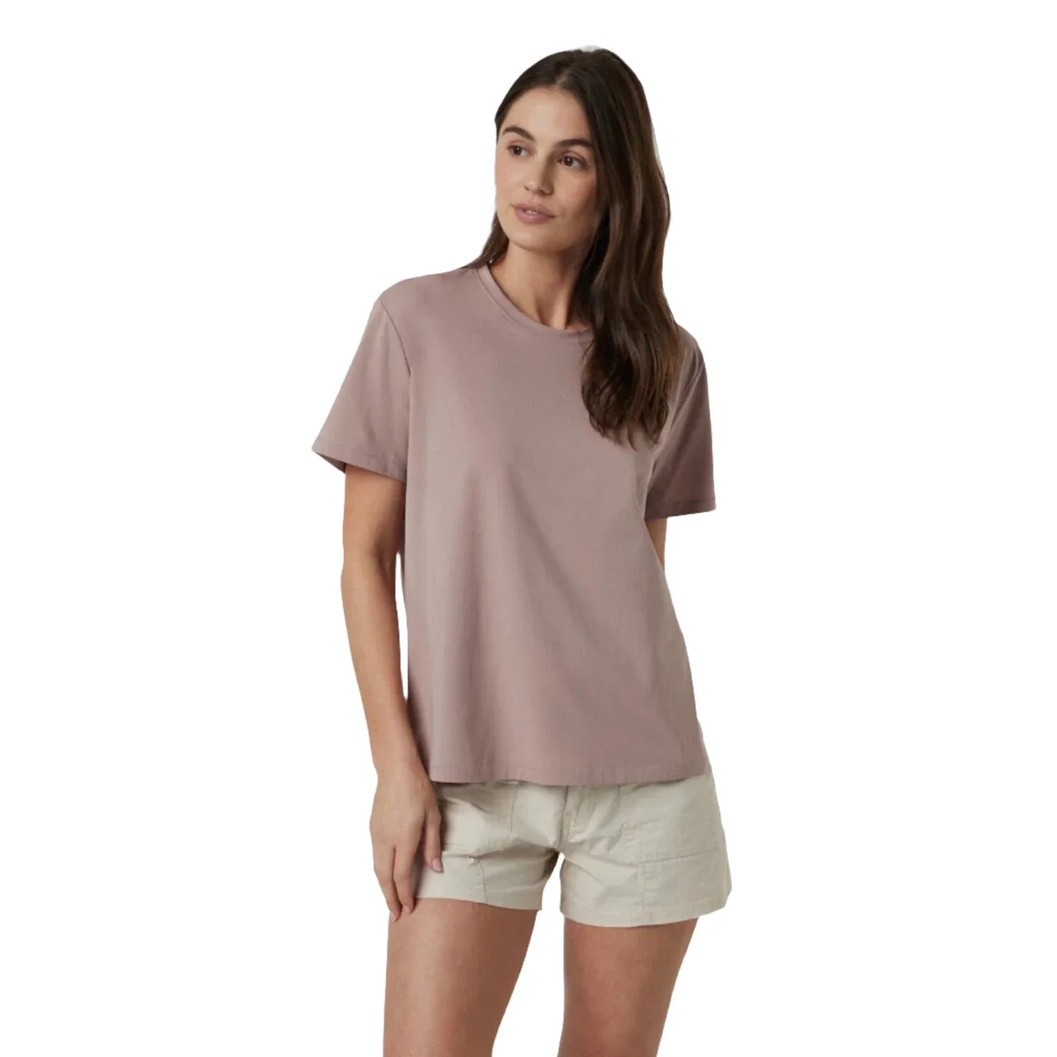 Vuori 02. WOMENS APPAREL - WOMENS SS SHIRTS - WOMENS SS CASUAL Women's Feather Tee CCY CANYON CLAY