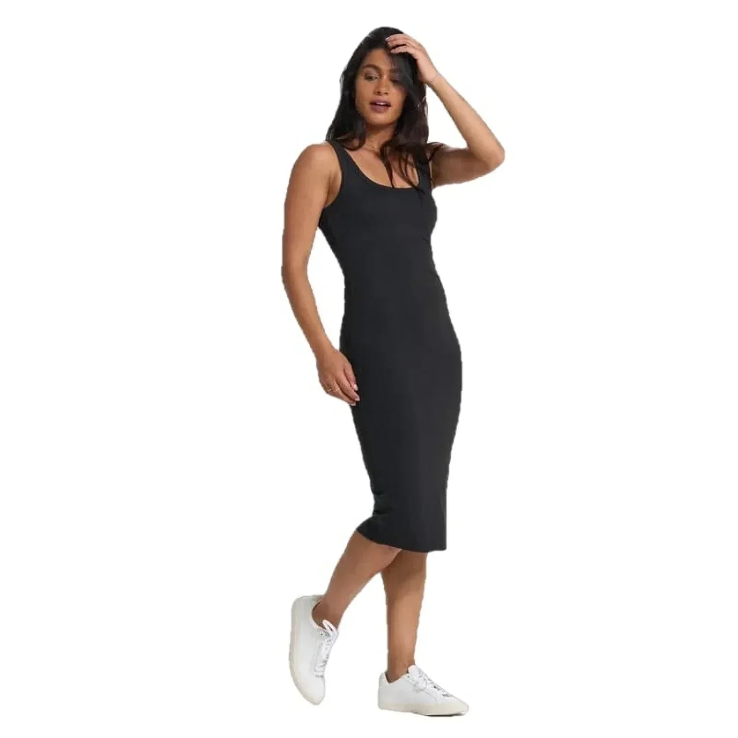 Vuori 02. WOMENS APPAREL - WOMENS DRESS|SKIRT - WOMENS DRESS ACTIVE Women's Halo Essential Dress HBK BLACK HEATHER