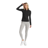 Vuori 02. WOMENS APPAREL - WOMENS HOODIES|SWEATERS - WOMENS PO Q ZIP Women's Halo Essential Half Zip HBK BLACK HEATHER