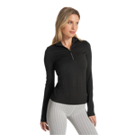 Vuori 02. WOMENS APPAREL - WOMENS HOODIES|SWEATERS - WOMENS PO Q ZIP Women's Halo Essential Half Zip HBK BLACK HEATHER