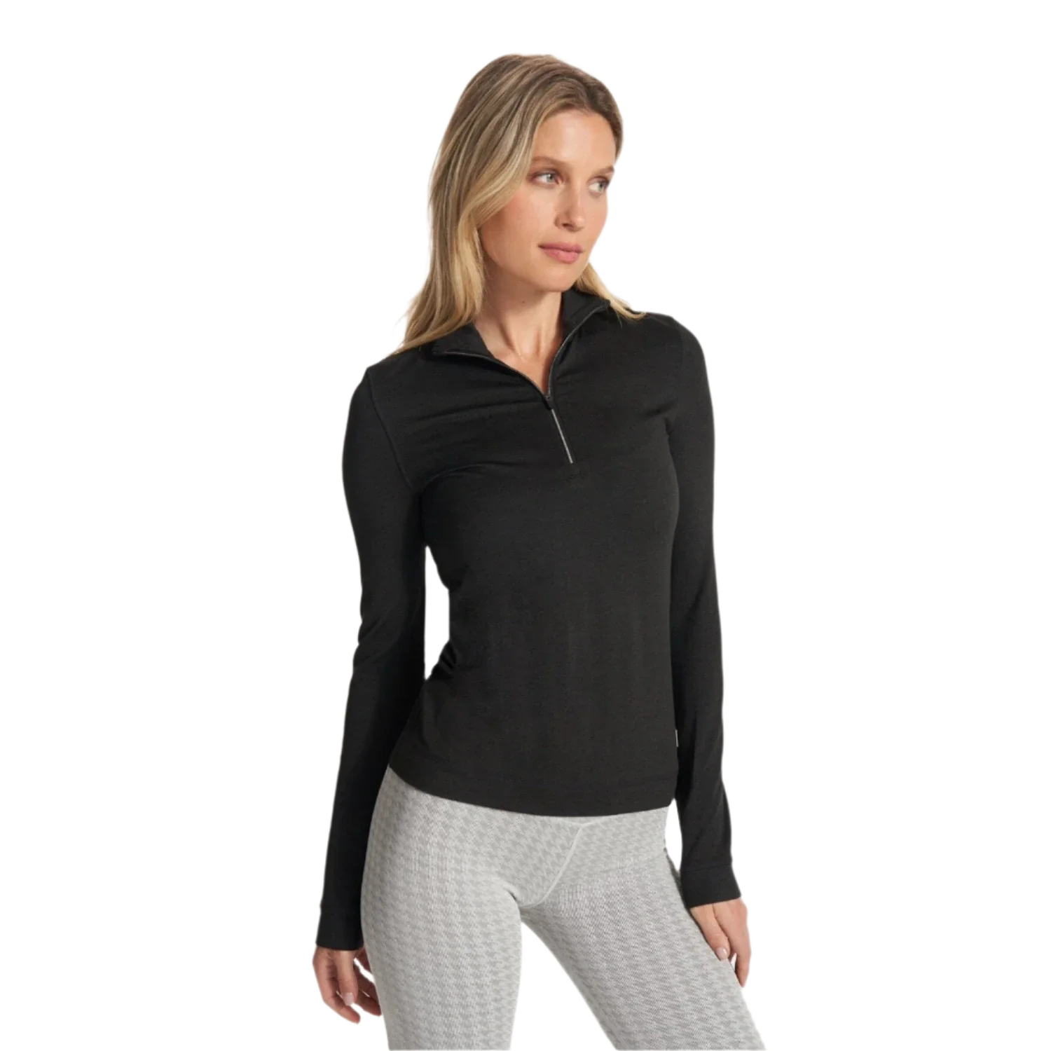 Vuori 02. WOMENS APPAREL - WOMENS HOODIES|SWEATERS - WOMENS PO Q ZIP Women's Halo Essential Half Zip HBK BLACK HEATHER