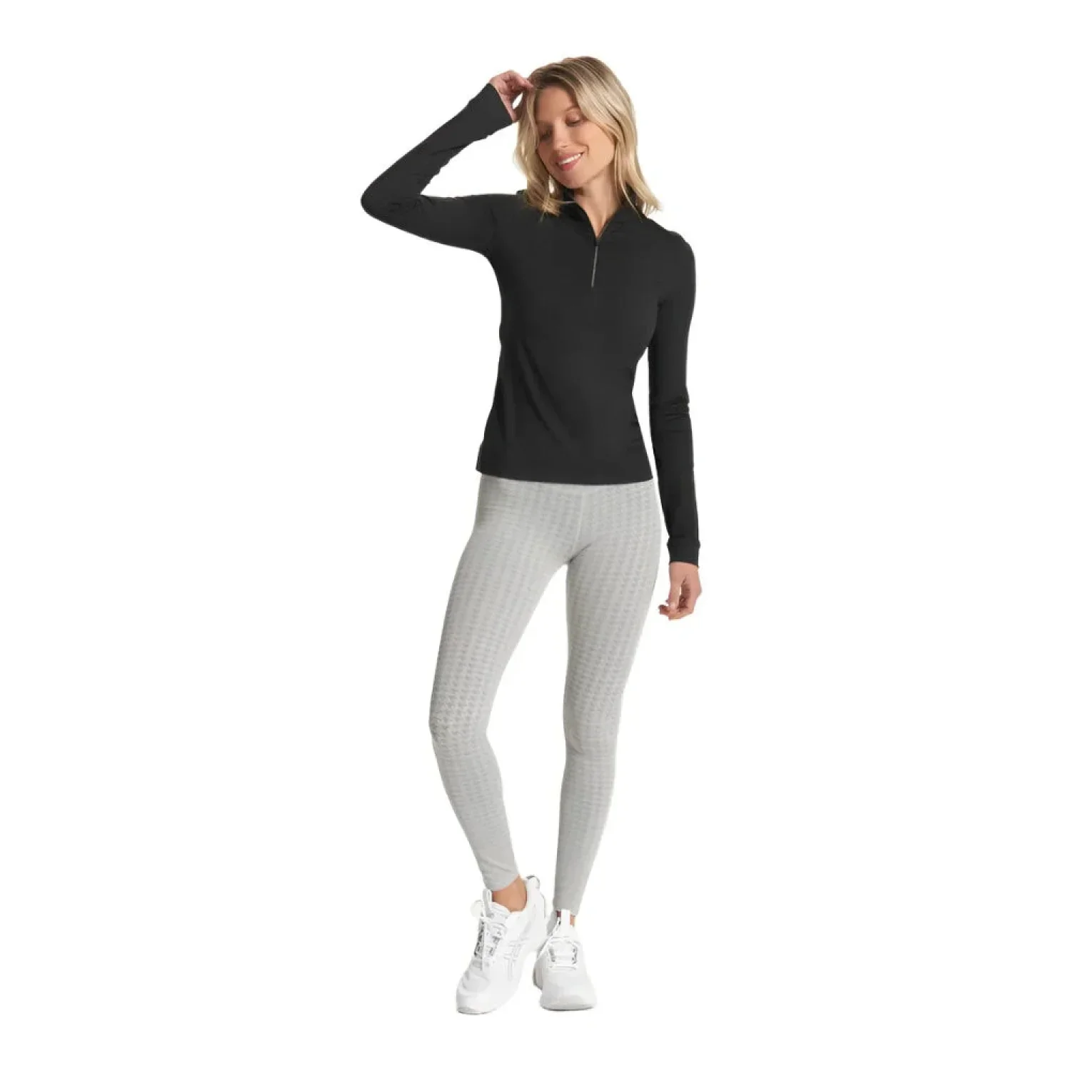 Vuori 02. WOMENS APPAREL - WOMENS HOODIES|SWEATERS - WOMENS PO Q ZIP Women's Halo Essential Half Zip HBK BLACK HEATHER