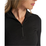 Vuori 02. WOMENS APPAREL - WOMENS HOODIES|SWEATERS - WOMENS PO Q ZIP Women's Halo Essential Half Zip HBK BLACK HEATHER