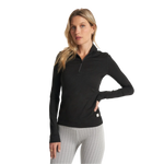 Vuori 02. WOMENS APPAREL - WOMENS HOODIES|SWEATERS - WOMENS PO Q ZIP Women's Halo Essential Half Zip HBK BLACK HEATHER