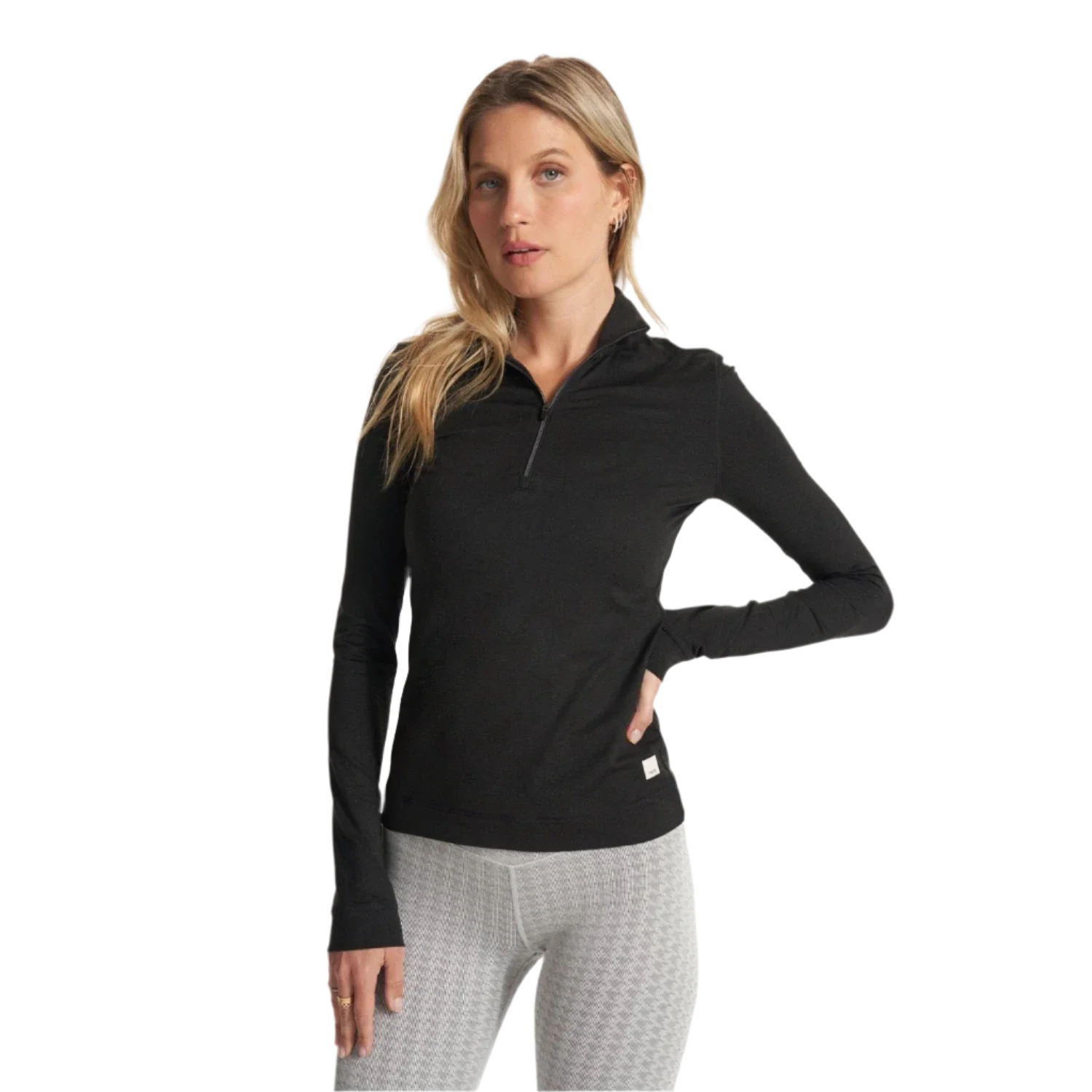 Vuori 02. WOMENS APPAREL - WOMENS HOODIES|SWEATERS - WOMENS PO Q ZIP Women's Halo Essential Half Zip HBK BLACK HEATHER