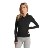 Vuori 02. WOMENS APPAREL - WOMENS HOODIES|SWEATERS - WOMENS PO Q ZIP Women's Halo Essential Half Zip HBK BLACK HEATHER