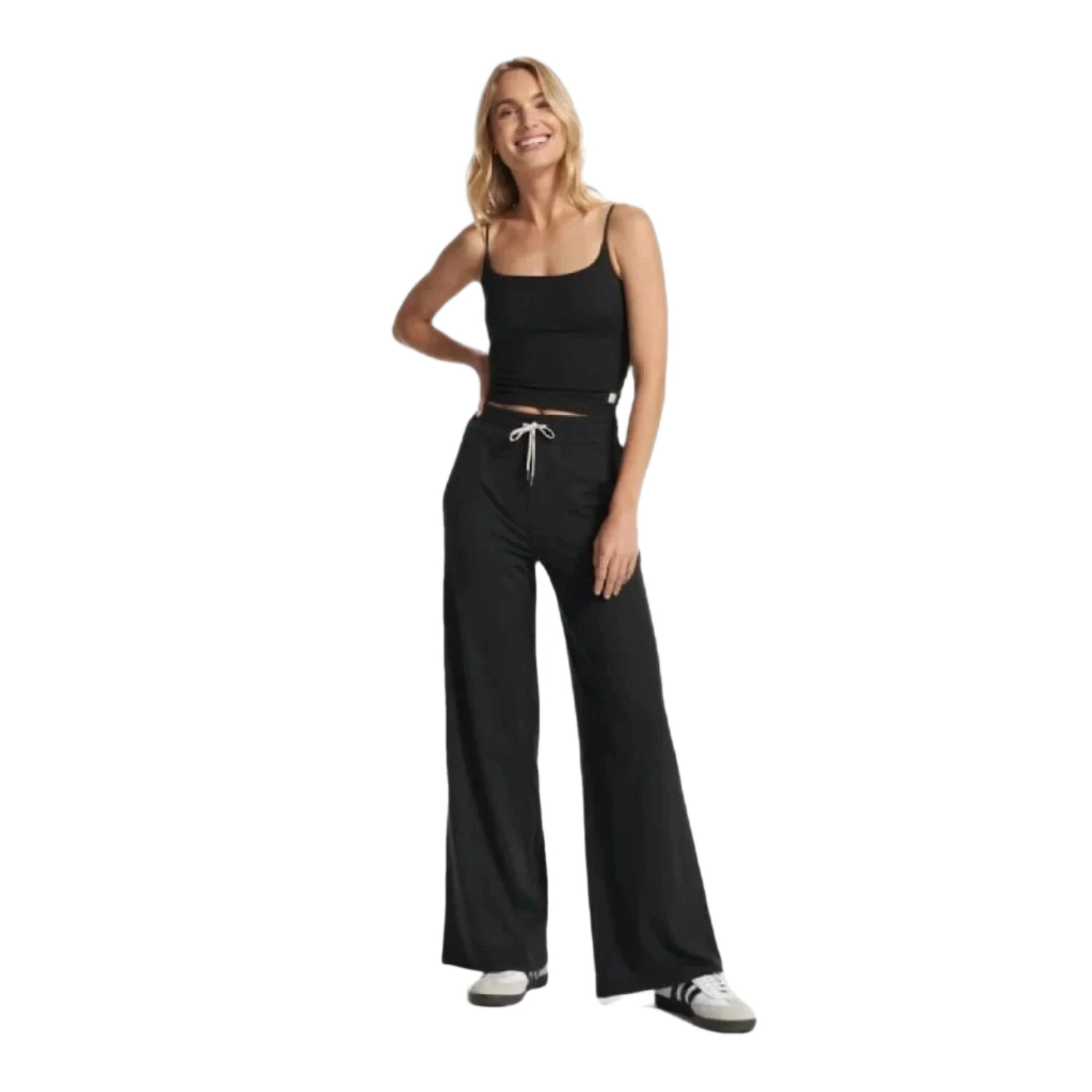 Vuori 02. WOMENS APPAREL - WOMENS PANTS - WOMENS PANTS CASUAL Women's Halo Essential Wideleg HBK BLACK HEATHER