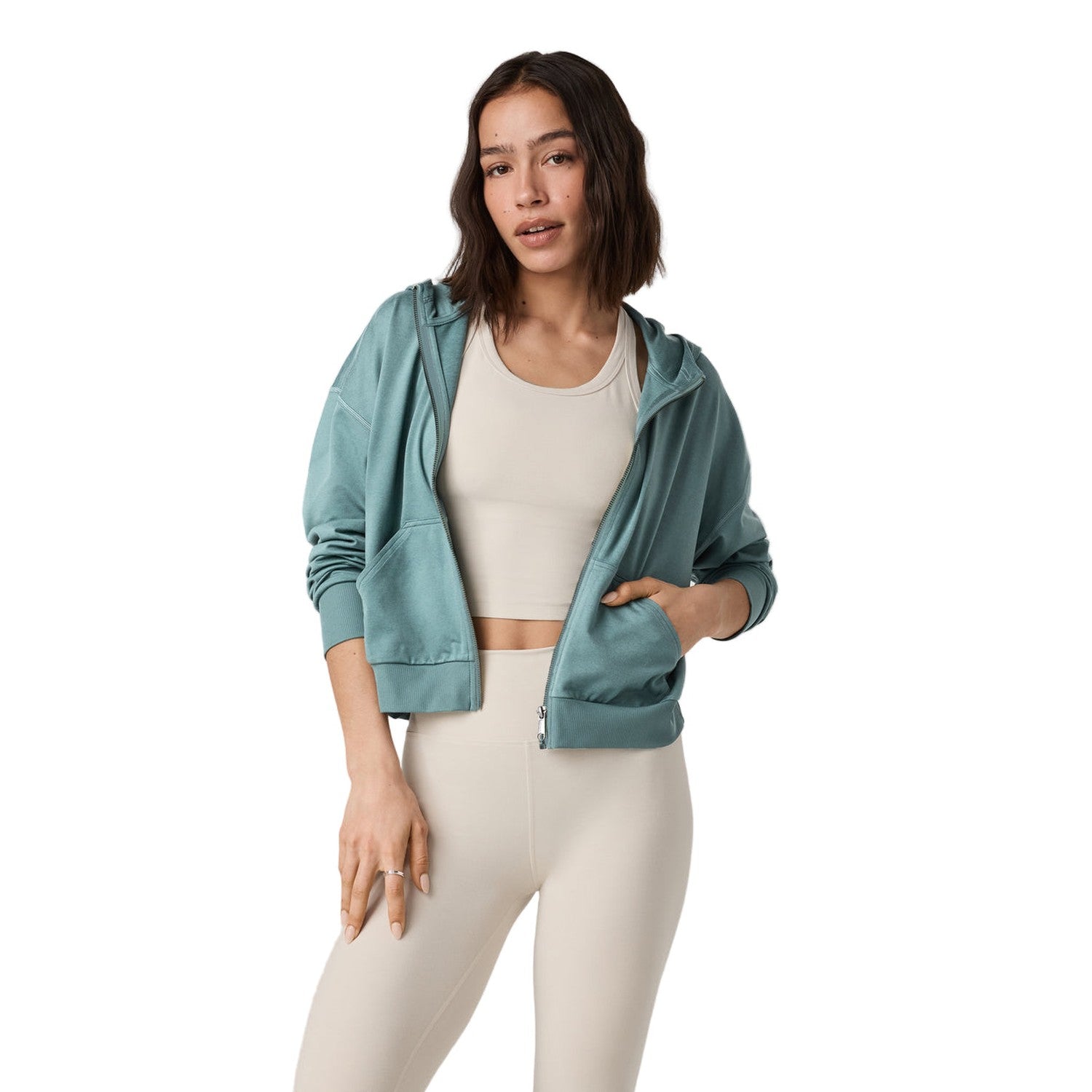 Vuori 02. WOMENS APPAREL - WOMENS HOODIES|SWEATERS - WOMENS PO HOODY Women's Halo Modern Full Zip Hoodie BGH BLUEGRASS HEATHER