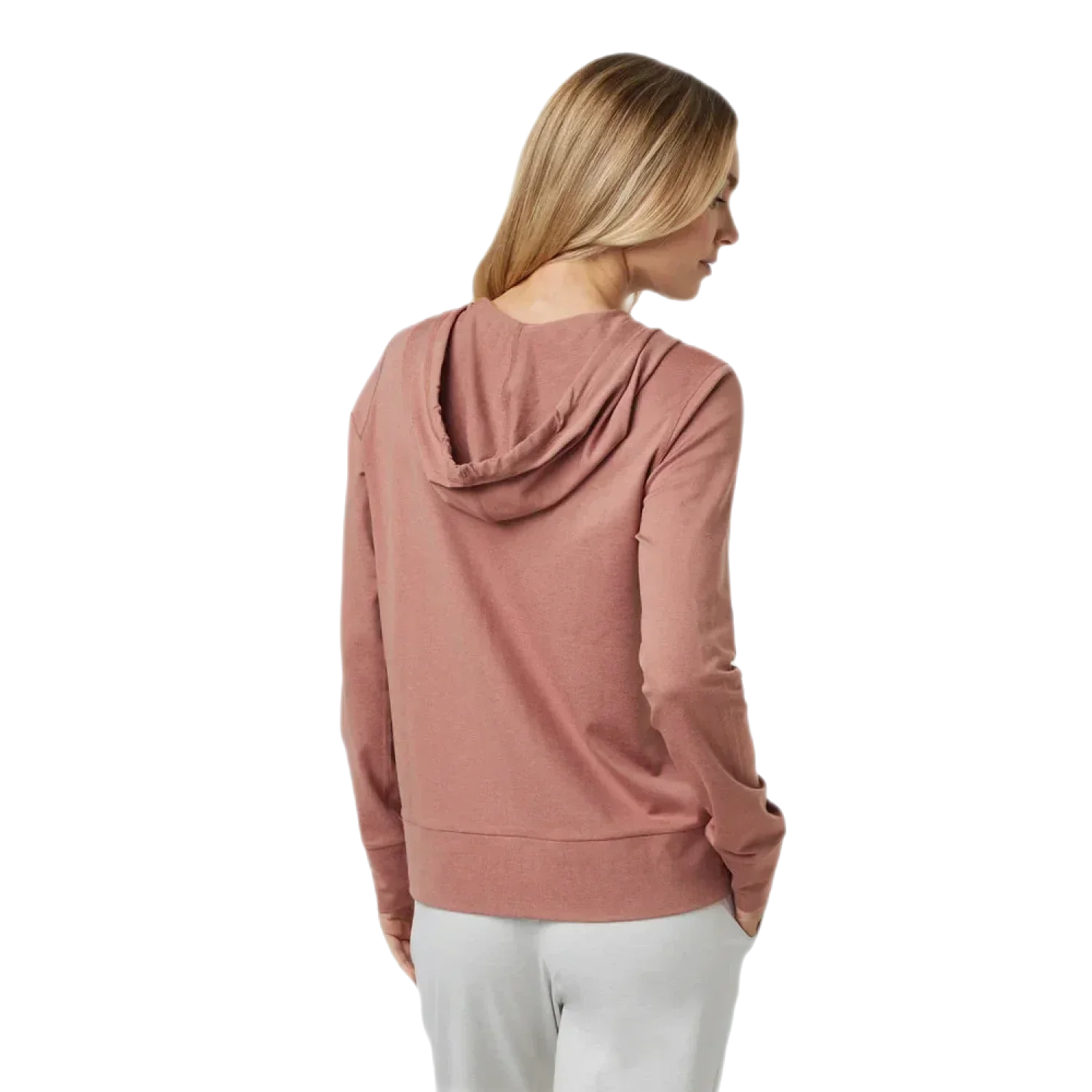 Vuori 02. WOMENS APPAREL - WOMENS LS SHIRTS - WOMENS LS HOODY Women's Halo Performance Hoodie 2.0 HTM TAMARIND HEATHER