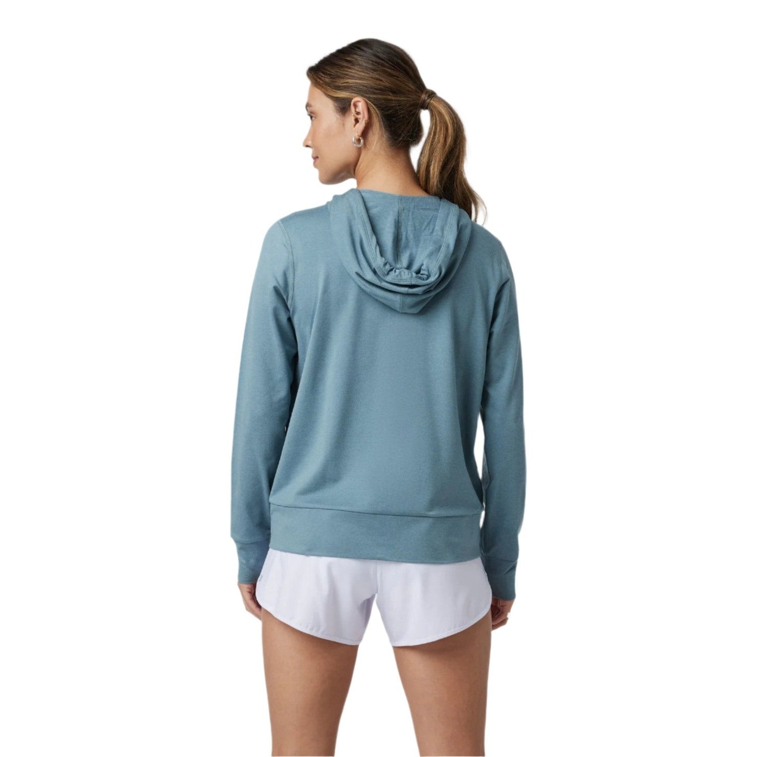 Vuori 02. WOMENS APPAREL - WOMENS LS SHIRTS - WOMENS LS HOODY Women's Halo Performance Hoodie 2.0 HAB SMOKE BLUE HEATHER