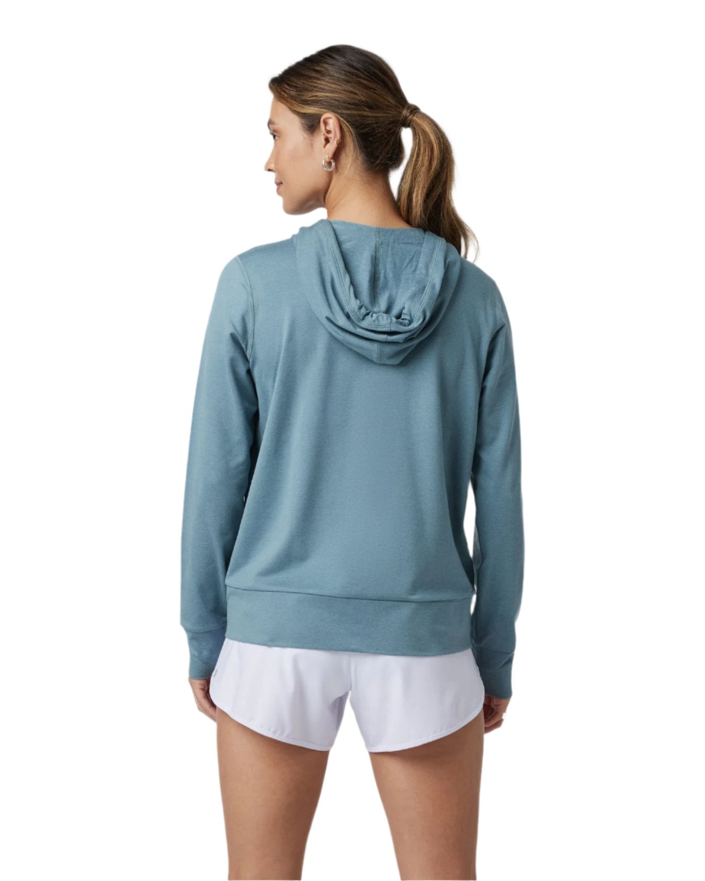 Vuori 02. WOMENS APPAREL - WOMENS LS SHIRTS - WOMENS LS HOODY Women's Halo Performance Hoodie 2.0 HAB SMOKE BLUE HEATHER