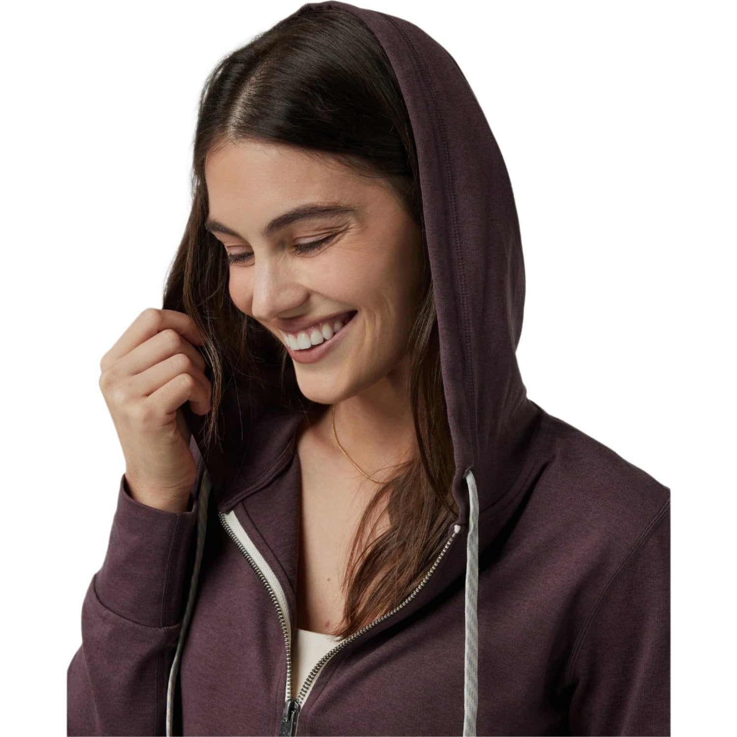 Vuori 02. WOMENS APPAREL - WOMENS LS SHIRTS - WOMENS LS HOODY Women's Halo Performance Hoodie 2.0 HEY ELDERBERRY HEATHER